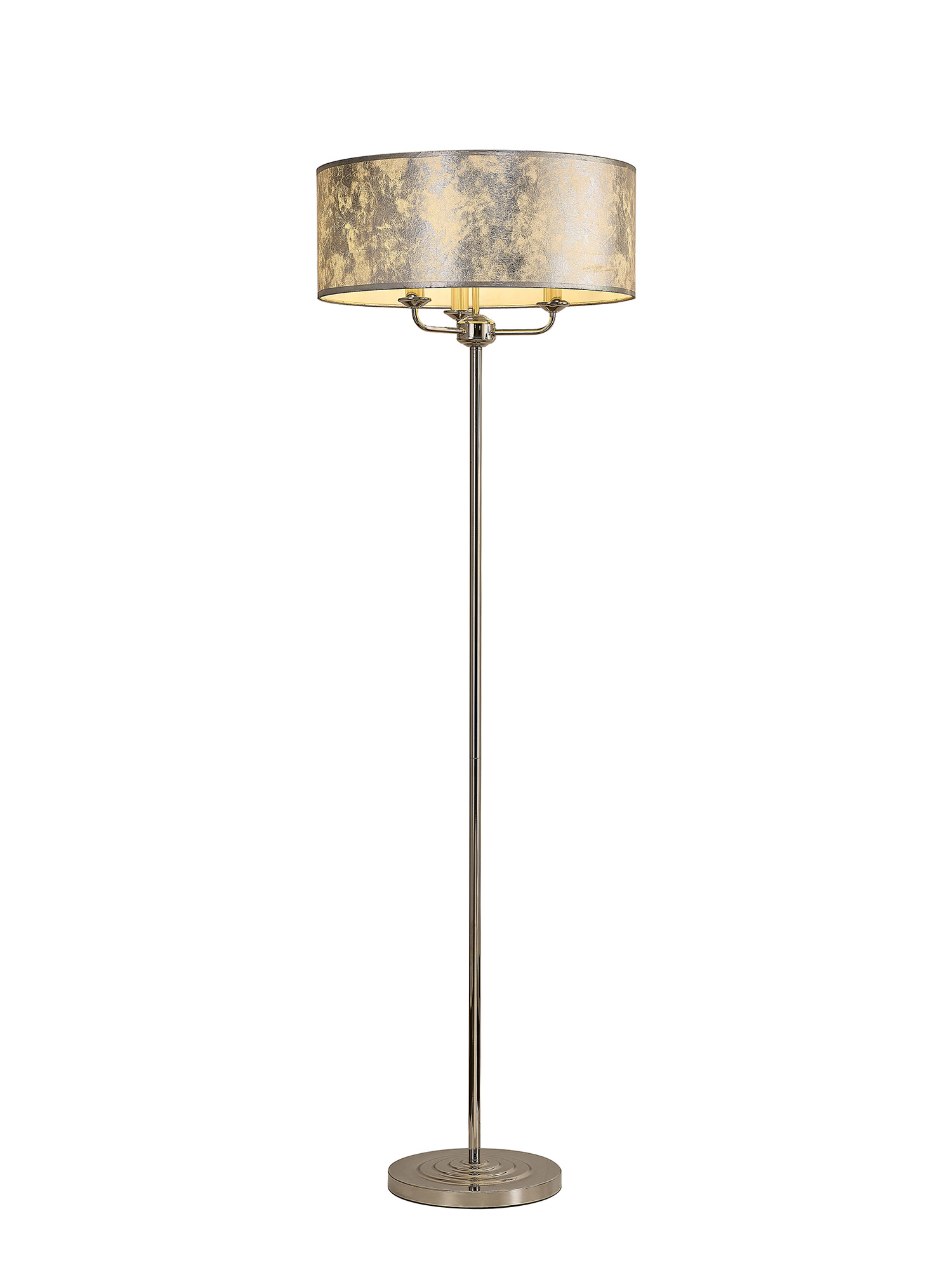 DK0900  Banyan 45cm 3 Light Floor Lamp Polished Nickel, Silver Leaf